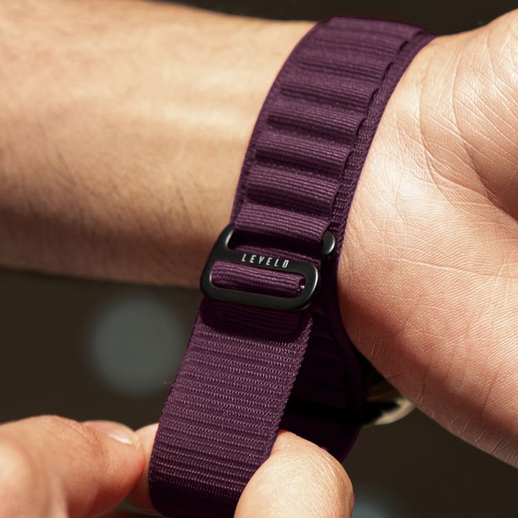 Levelo Ace Loop Watch Strap with Titanium G Hook Buckle for Apple Watch 49/45mm, Sweat & Water Resistant, Compatible with SE, Series 8, 7, 6, 5 & 4, Soft & Comfortable Fit - Purple