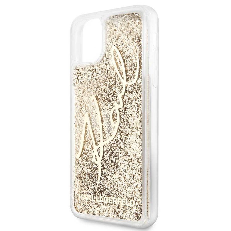 Karl Largefeld Transparent Glitter Signature for iPhone 11 Pro Max - Gold