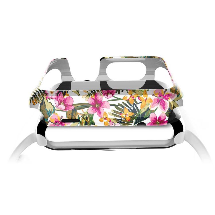 X-Doria Revel Floral Design Slim-fitting Band Compatible for Apple Watch 42mm - Scratch Resistance - Easy to Install - Full Access to All Controls & Features - Floral Smoke