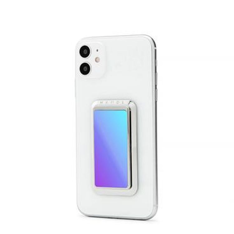 هاندل مقبض هاتف قزحي الألوان ، أزواج مع أي هاتف ذكي ، مسند متعدد الوظائف ، متوافق مع الشحن اللاسلكي وقبضة الهاتف والحامل - ازرق / بنفسجي