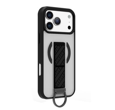 Levelo Morphix Clara GripStand MagSafe Case for iPhone 17 Pro, Raised Bezels for Camera & Screen, Strong Magnets, Shockproof Body & Matte Finish, Flexible D-Ring Stand, Anti-Fingerprint - Phantom Black