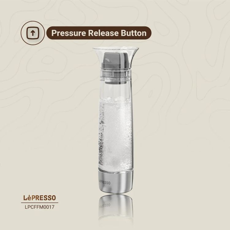 LePresso Carbonator Instant Sparkling Water with Efficient Carbonator, Pressure Release Safety Valves, Stand-Alone Operation, Gas Fills From Bottom, Portable & Compact, Patented & Durable Design - Black