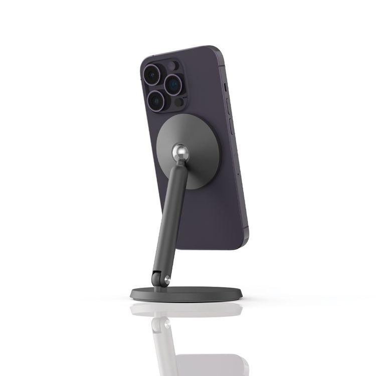 Powerology Rotatable Desktop Megasafe Phone Stand with 17*N5 Magnets, Dual Joint Design, 360° Head Rotation - Dark Gray