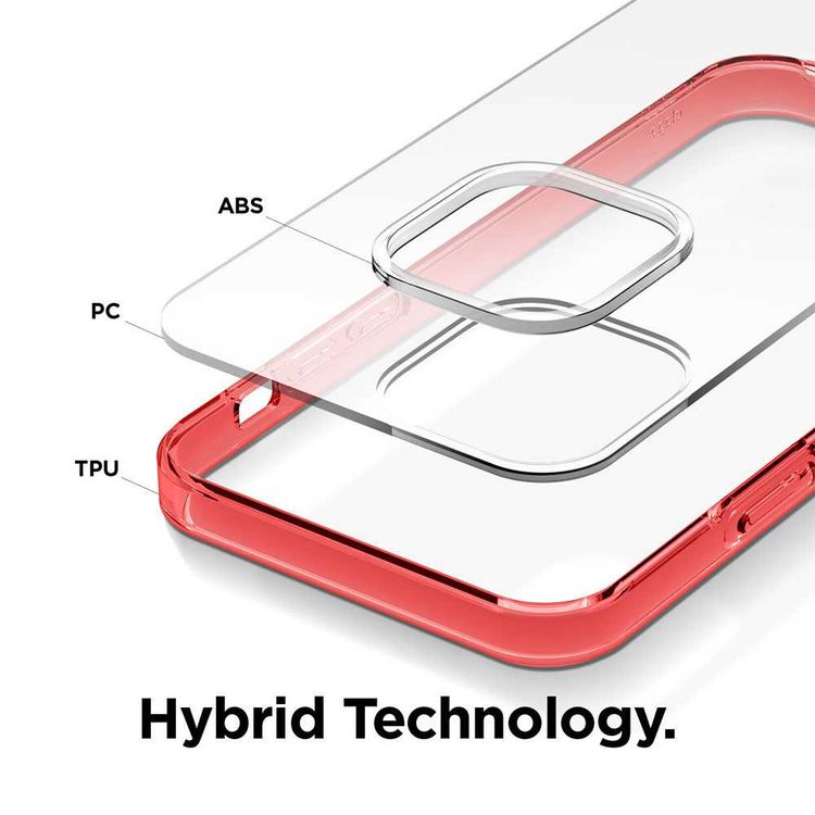 Elago Hybrid Case Compatible for iPhone 12/12 Pro (6.1"), Shock Absorbing Case Suitable Wireless Charging, Screen & Camera Protection - Red