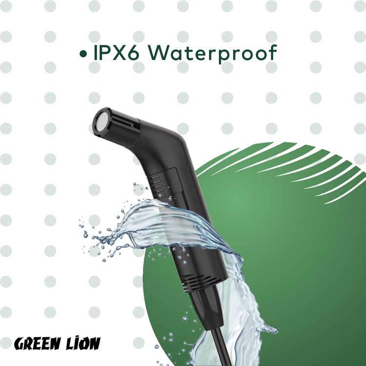 Green Lion Compact Bidet Sprayer for Travel with 800mAh Battery Capacity, Type-C Charging Port, 2-3 Hours Charging Time, 30 Minutes Working Time, 1.2m Hose Length - Black