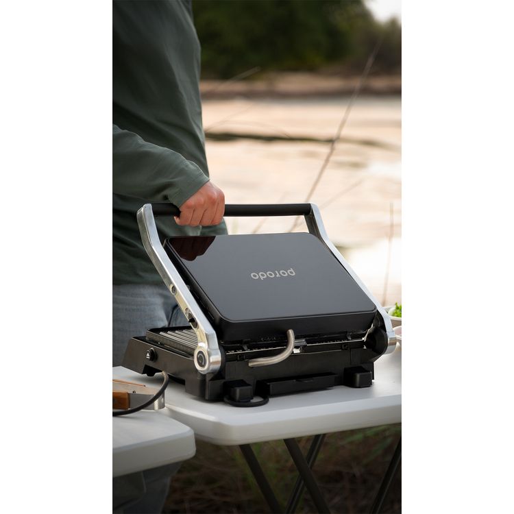 Porodo Lifestyle Glasstop Digital Grill with Removable Grill Plate, 5 Preset Options, 180° Flat Open & 105° Adjustable Lid, 90°C to 230°C Temperature Control - Black