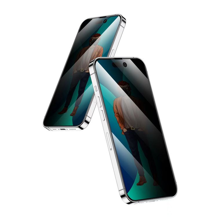Green 3D Desert Privacy Round Edge Glass Screen Protector for iPhone 14 Pro Max - Black