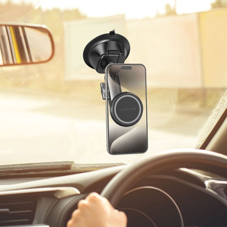Green Lion Halo MagSafe 2 Car Holder, 360 Degrees Rotation, 17 N52 Magnets - Black