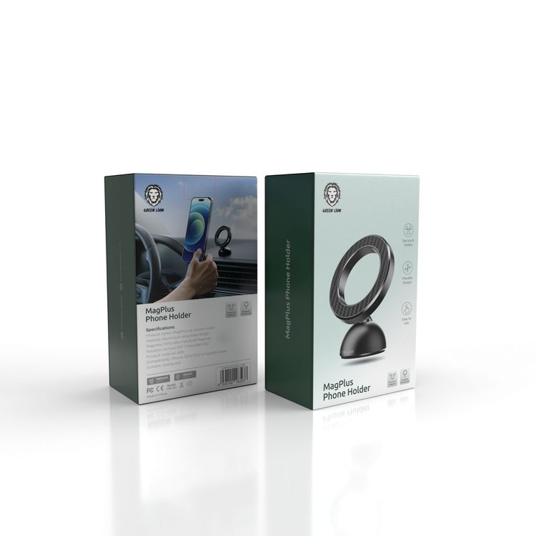 Green Lion MagPlus Phone Holder for iPhone 12-16 & MagSafe Cases, Powerful Magnet, Secure & Stable, Easy to Use - Black