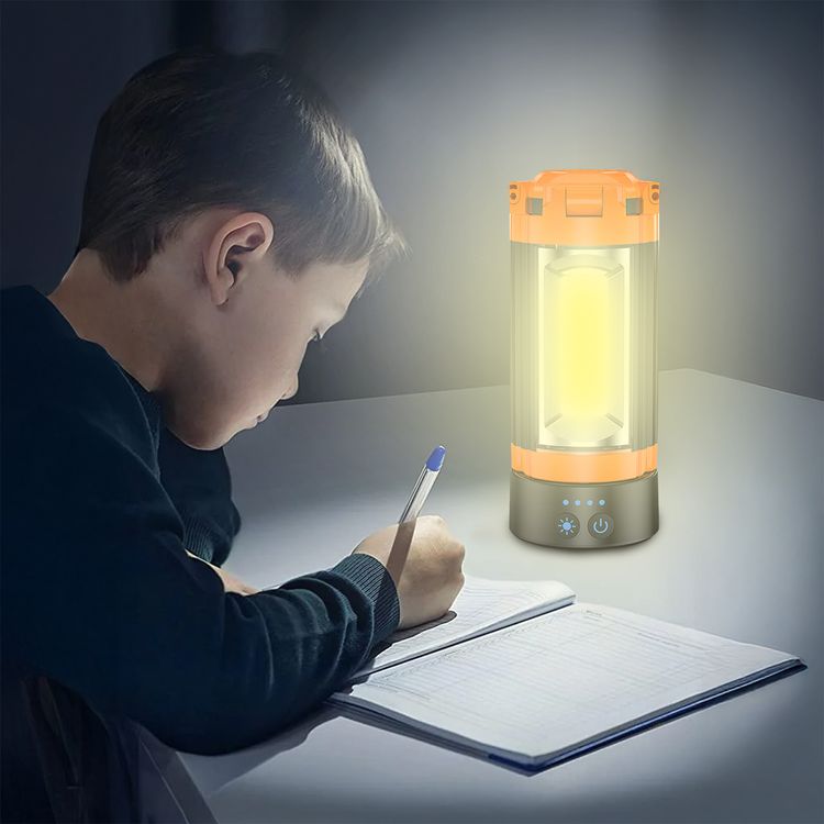 Porodo 9000mAh Work Lantern with Multi-Mode LED Light, Durable ABS Body Material, Tripod Base, Hanging Hook, USB-C Charging Port, Warm Reading Mode, Top Spotlight Beam, Up to 19 Hours Working Time, IP44 Water Resistance Level  - Orange