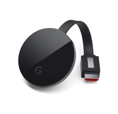Google Chromecast Ultra with Wi-Fi, Ethernet & HDMI 2.0 Connectivity, 4K Resolution, Media Streaming, Built-in Power Supply - Black