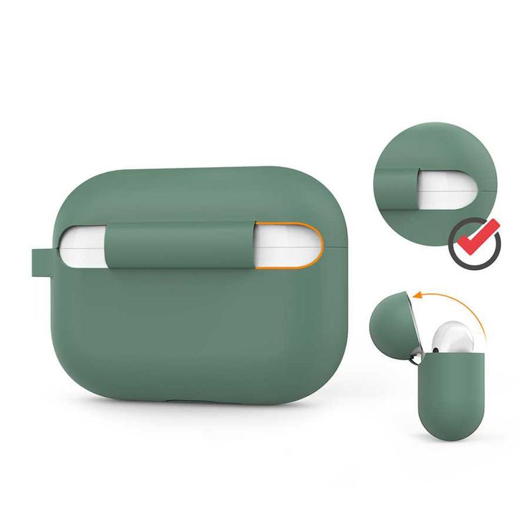 AhaStyle Full Cover Silicone Keychain Case for Airpods Pro - Midnight Green