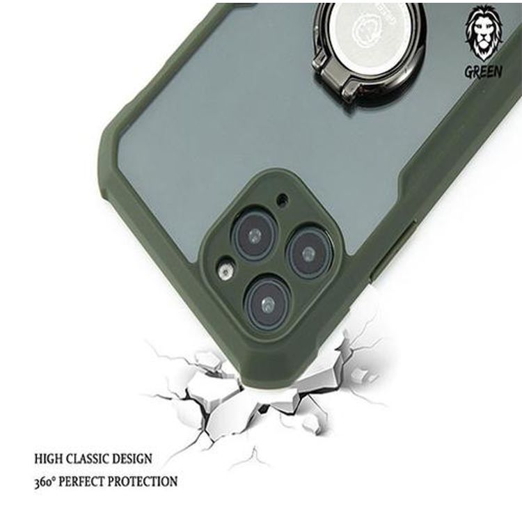 Green Lion Stylishly Tough Shockproof Case with Ring, Anti-Drop, High Classic Design, 360 Protection, Anti-Scratch, Shock-Absorption