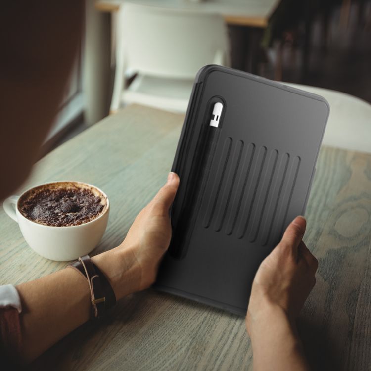 Levelo Luxora Case for iPad 10.2" (2019-2021), Adjustable Multi-Angle Viewing, Premium PU Leather Finish, Shockproof, Anti-Fingerprint, Built-in Pen Holder & Built-in 2 Card Slots, Magnetic Flap Closure - Black
