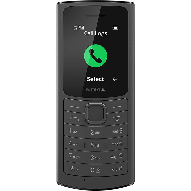 Nokia 110 4G Classic Feature Phone, Dual Sim, 1.8" Screen, Long Battery Life - Black