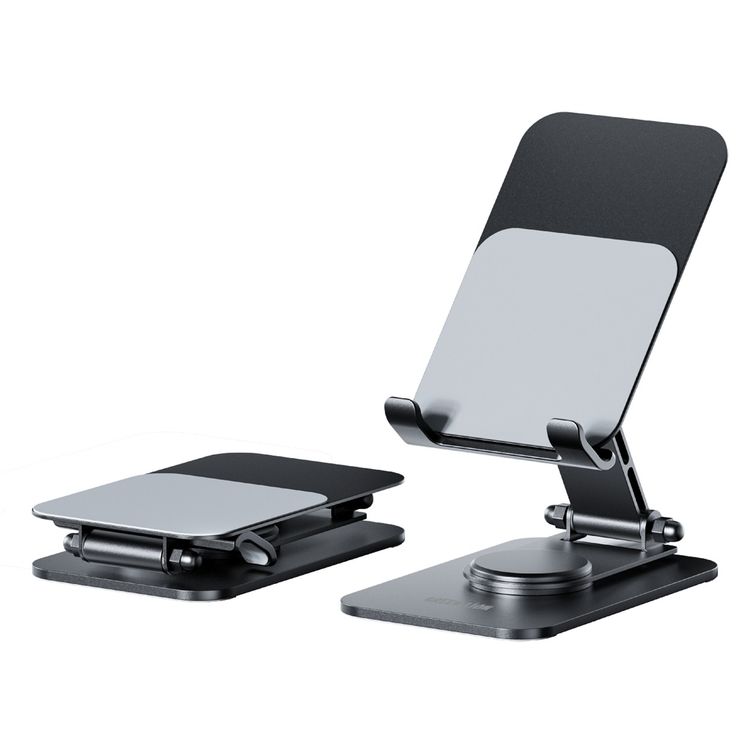 Green Lion M5-Foldable Phone & Tablet Holder, Compatible with 4-16" Devices, Cable Management, Anti-Slip Silicone Pad, 3-Axis Adjustment, Up to 300g Load Capacity - Black