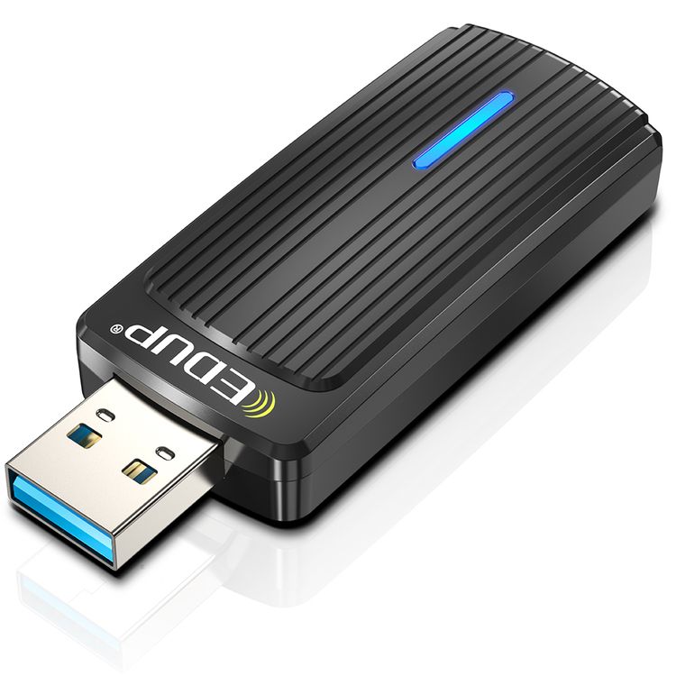 Porodo Dual Band WiFi Adapter with 2dBi High Gain Antenna, Dual Band, High-speed USB 3.0 Interface, Windows OS Compatibility - Black