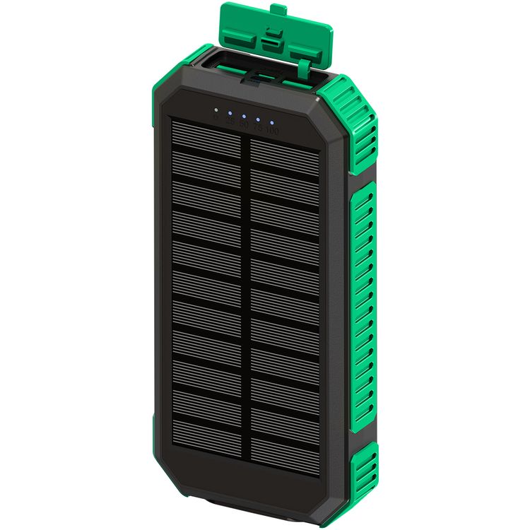 Green Lion Solar Flex 20000mAh Power Bank with Emergency Strobe, Protective Port Enclosure, Multi-Device Charging, Durable Outdoor Build, IP65 Dust & Water Resistant, Built-in Flashlight, MagSafe Compatible - Black