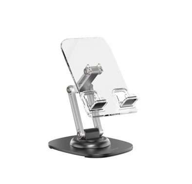 Green Lion M3-Transparent Phone & Tablet Holder with Triaxial Design, Up to 300g Load Capacity, 360° Rotation, Compatible with 4-12.9" Devices, Adjustable Height, Non-Slip Silicone Pad - Transparent