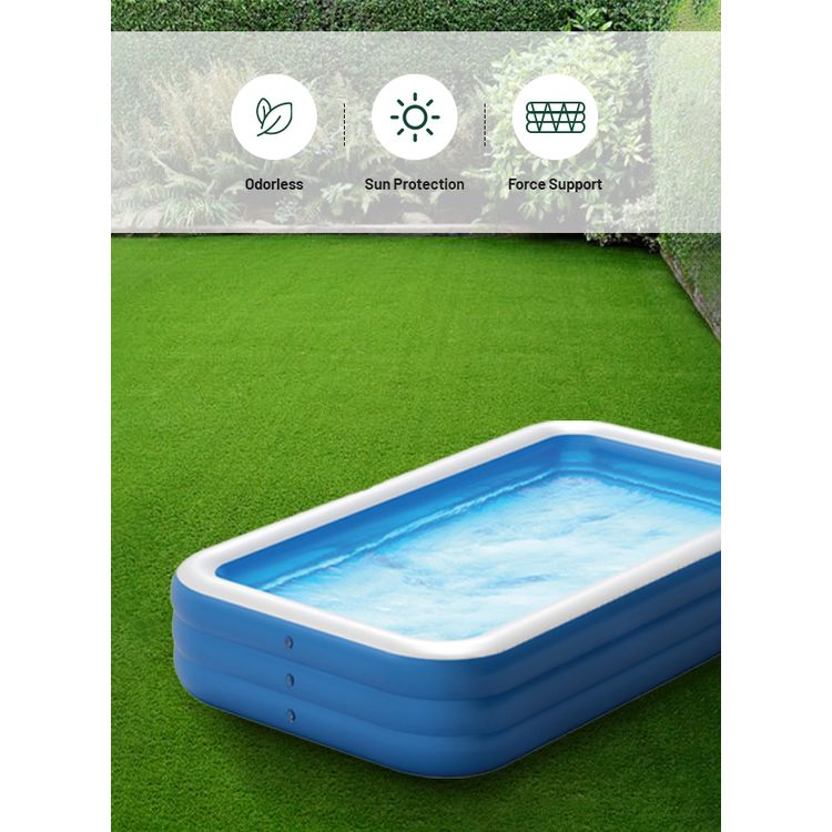 Green Lion Inflatable Swimming Pool with 1000L Water Capacity, Large, PVC, Fits 7-9 People, Suitable for 3+ Years Old, Sun Protection, Force Support, Odorless - Blue
