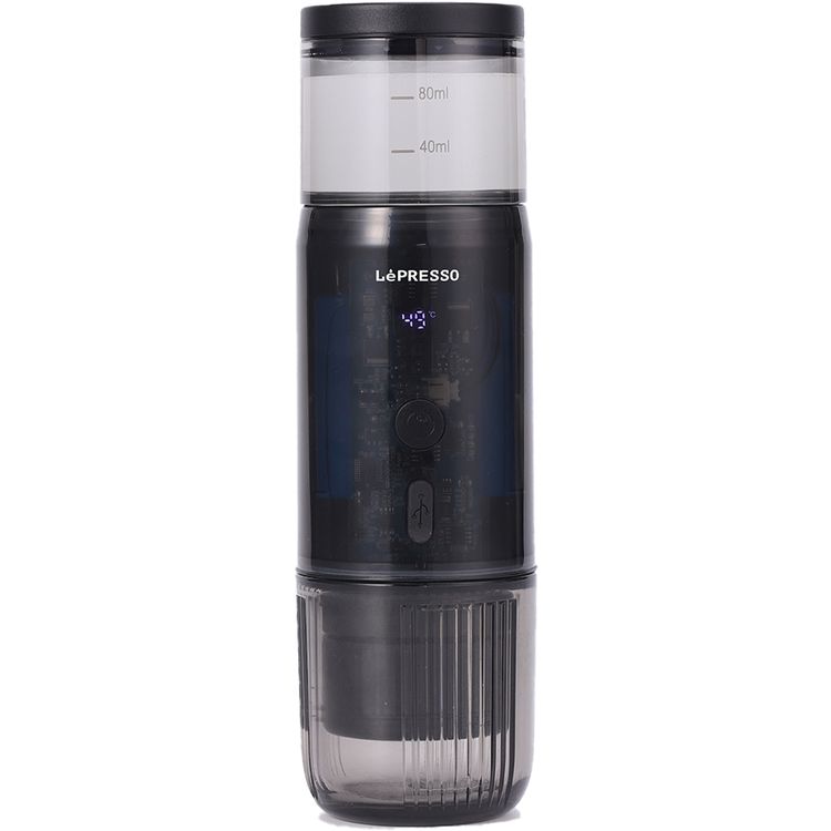 LePresso Portable Mini Espresso Machine, 80mL Water Tank Capacity, Type-C Charging Port, Food Grade Stainless Steel Material - Black