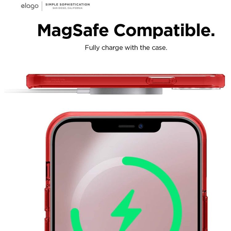 Elago Hybrid Case Compatible for iPhone 12 Pro Max (6.7"), Shock Absorbing Case Suitable Wireless Charging, Screen & Camera Protection - Red