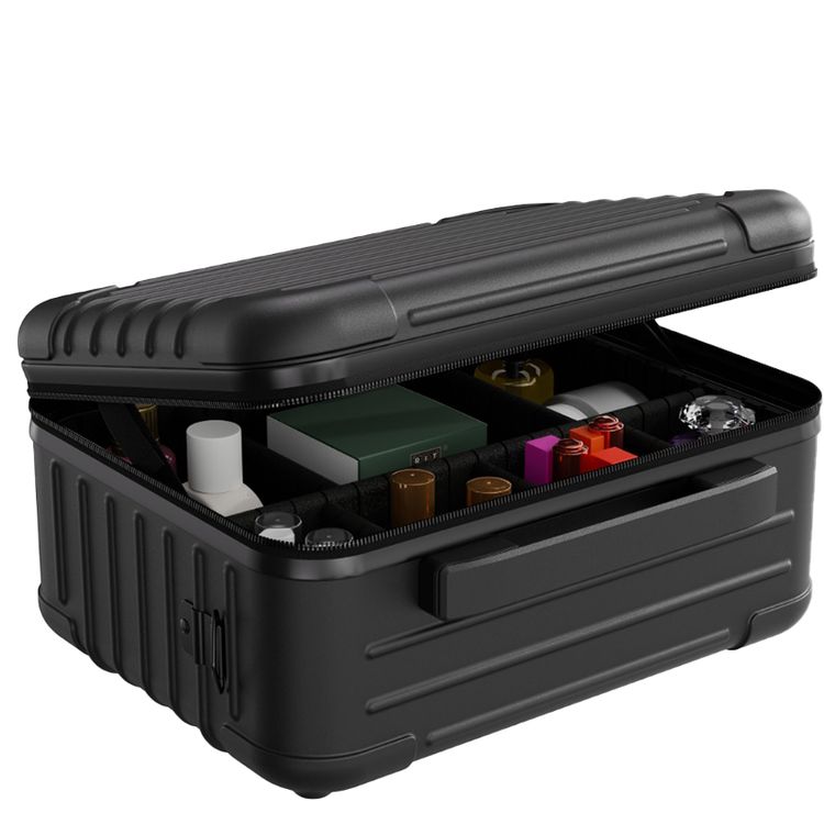 Porodo Lifestyle Travel Makeup Bag with Detachable 12-inch LED Mirror, 3 Light Modes, Multiple Compartments, 51 LED Beads, 3000mAh Battery Capacity, 6000~6500K Color Temperature, USB-C Charging Interface, ABS Material - Black