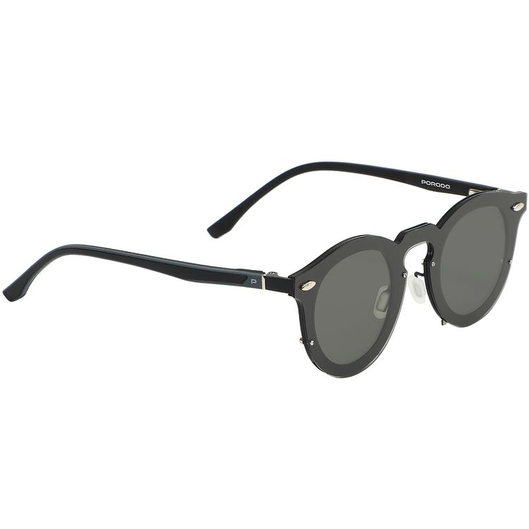 Porodo Dale Round Frame Sunglasses with Adjustable Brightness for Any Light, Durable Flex-Frame Ultra-Light 40.7g Weight, Stainless Steel Material, UV400 Protection, Unisex Design - Black