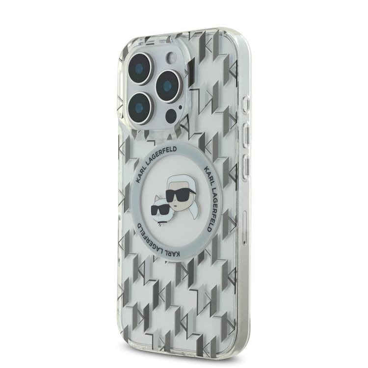 Karl Lagerfeld Magsafe IML Hard Case for iPhone 16 Pro Max with Karl & Choupette Heads, Slim Profile, Easy Snap-on, Drop Protection, Magsafe Compatible, Sustainable Packaging - Transparent
