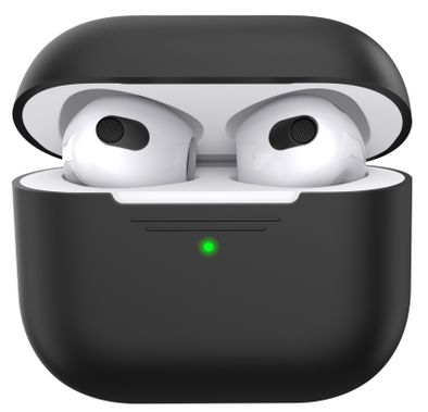 AhaStyle PT176-BK Full Cover Silicone Case for Airpods 3 Drop Shock Protection, Front LED Visible Cover with Carabiner Suitable with Wireless Chargers - Black