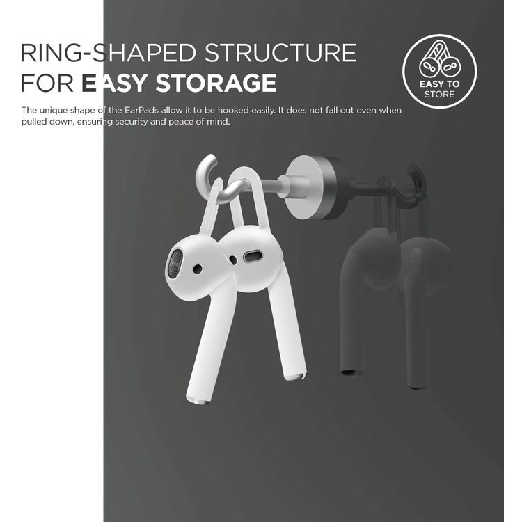 Elago Silicone Earpad For Apple AirPods 1/2 Generation, Two Sizes, Premium Silicone, Suitable for Jogging, Cycling, Gym and Other Fitness Activities