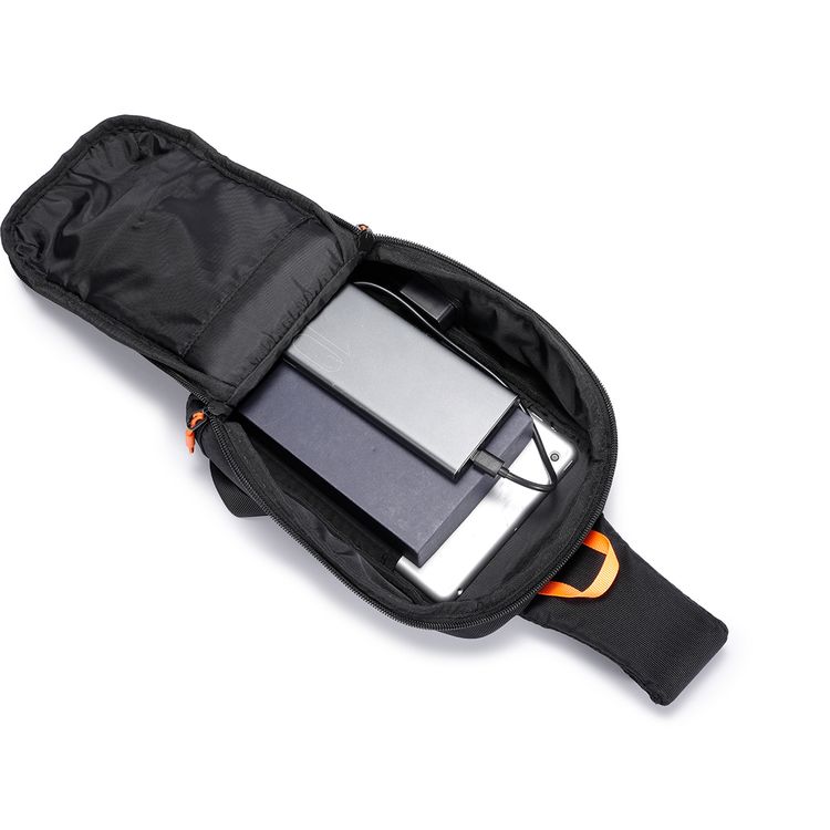 Porodo Gaming Cross Body Bag with Water-Resistant Material, Adjustable Shoulder Strap, Secure Device Storage, Padded Back Panel, Type-C Charging Port - Black 