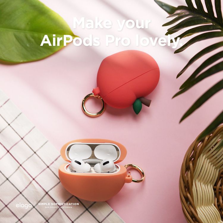 Elago Peach Case Compatible with Airpods Pro and Supports Wireless Charging - Pink