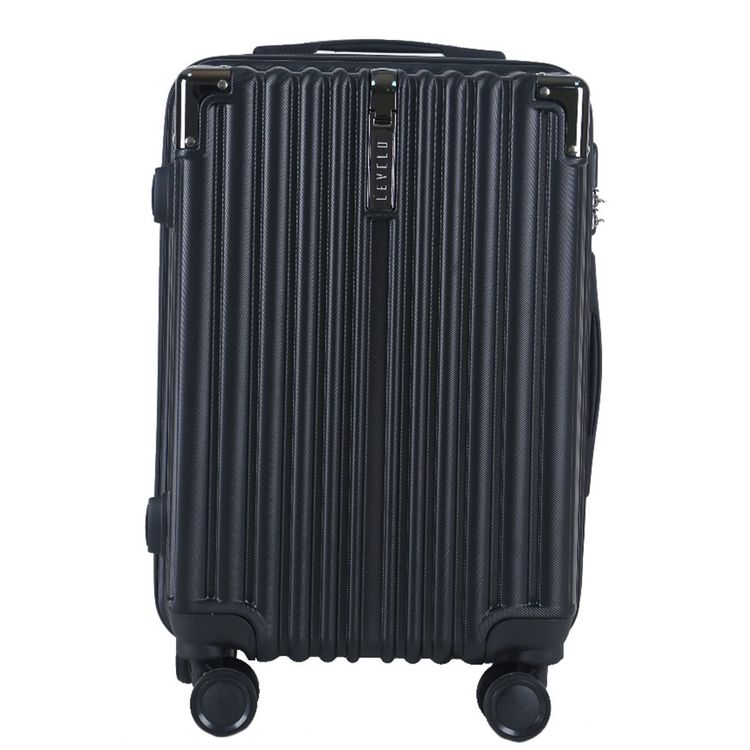 Levelo 3-Set ABS Luggage with Built-in Weighing Scale, Combination Lock, Iron Trolley, Double Wheels, Impact-Resistant Corners & Shock-Resistant, PP & Soft Rubber Handle - Black