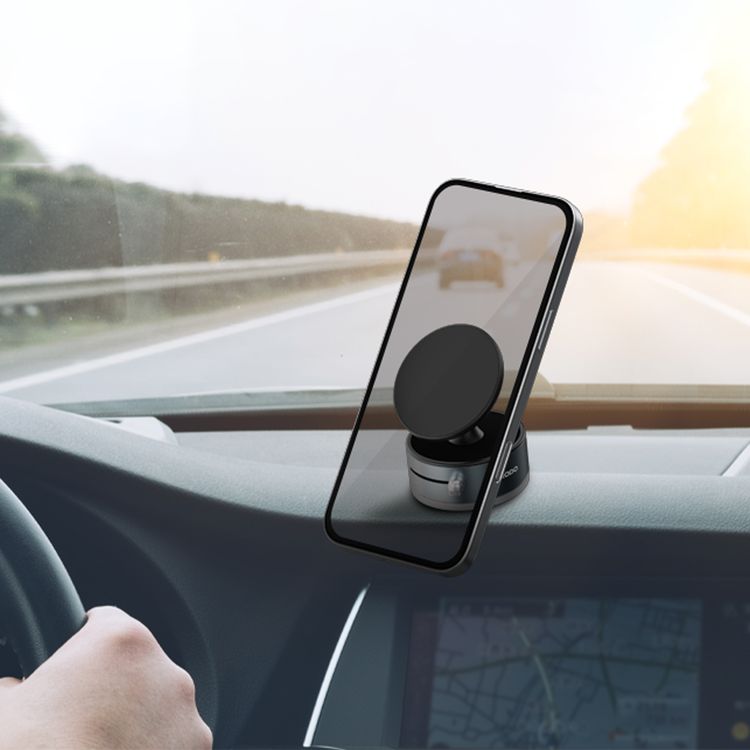 حامل هاتف ماج سيف متعدد الأسطح من بورودو مع قفل قبضة، مصنوع من مادة ABS وPC وسبائك الألومنيوم، نوع المغناطيس N52، سعة امتصاص 1.5 كجم، زاوية رؤية قابلة للتعديل - رمادي غامق