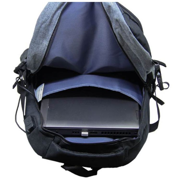 NASA Oxford Backpack with 300D Material , USB Port, Wear-Resistant, Scratch-Resistant, Multiple Pockets, Adjustable Shoulder Strap - Black