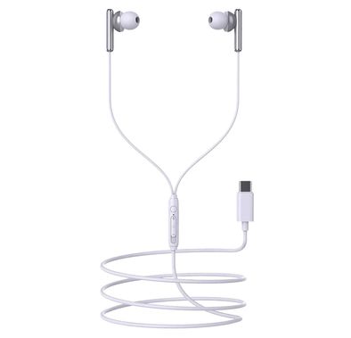 Pawa Chords In-Ear Edition Stereo Earphones with Type-C Connector, 1.2m Cable Length, 10dB Speaker Sensitivity, Voice & Call Support, Volume Control, Premium Design, Lightweight & Compact - White