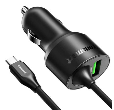 Tronsmart Dual USB Car Charger QC3.0 33W with Type-C Cable - Black