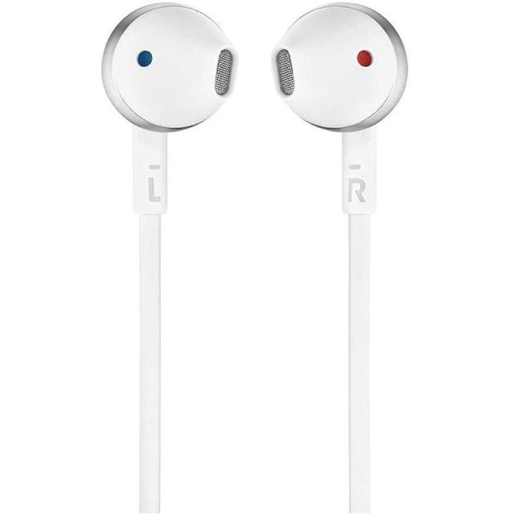 JBL Tune 205 In-Ear Wired Headphones with 3.5mm Audio Jack, Integrated Microphone, 118.2cm Length, JBL Pure Bass Sound, Carrying Pouch - Chrome