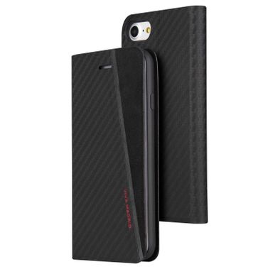 Viva Madrid Grafito Racha Folio Case w/ Card Slot & Electro-magnetic Shield Compatible for iPhone 7 - Anti-Scratch - Easy Access to All Ports - Drop Protection Back Cover - Black