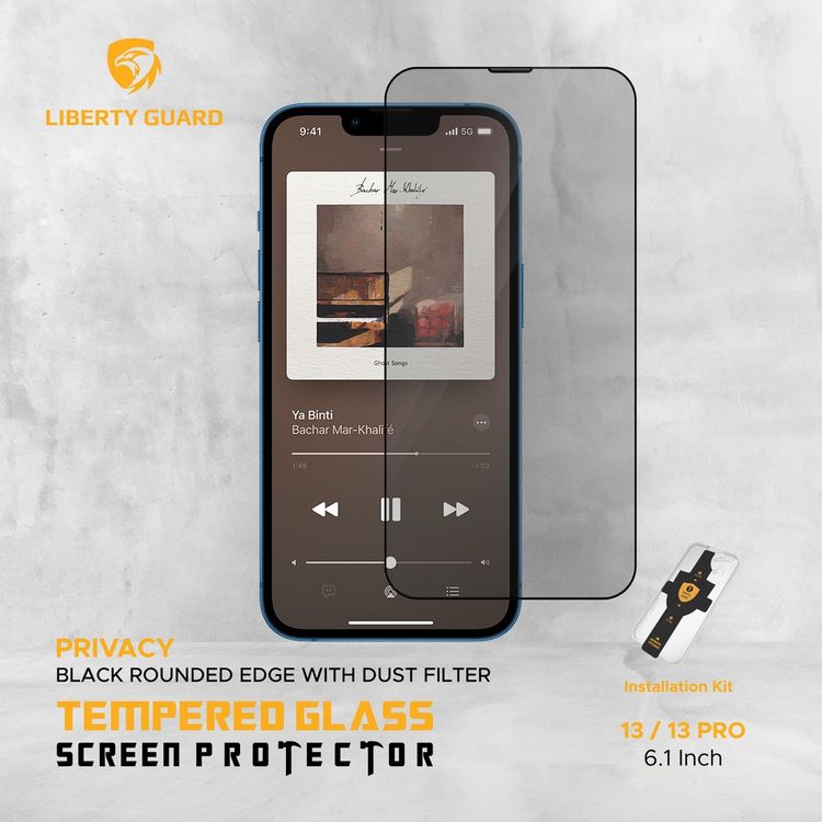 Liberty Guard 3D Black Silicon Rounded Edge Screen Protector For iPhone 13 Pro, Anti Shock & Anti Impact - Black