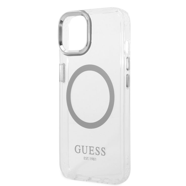 Guess Magsafe Compatibility Transparent Outline iPhone 14 Plus Compatibility - Silver