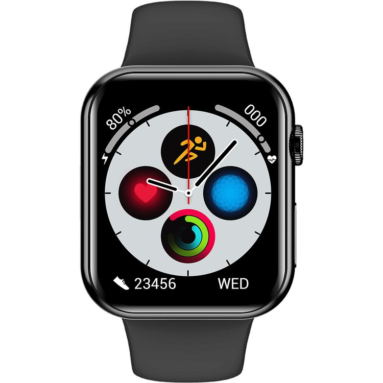 Green Lion Active Pro Smart Watch with Silicone Strap Included, Double Tap Function, Waterproof, Full Round Display, 230mAh Battery Capacity, Long Battery Life - Black