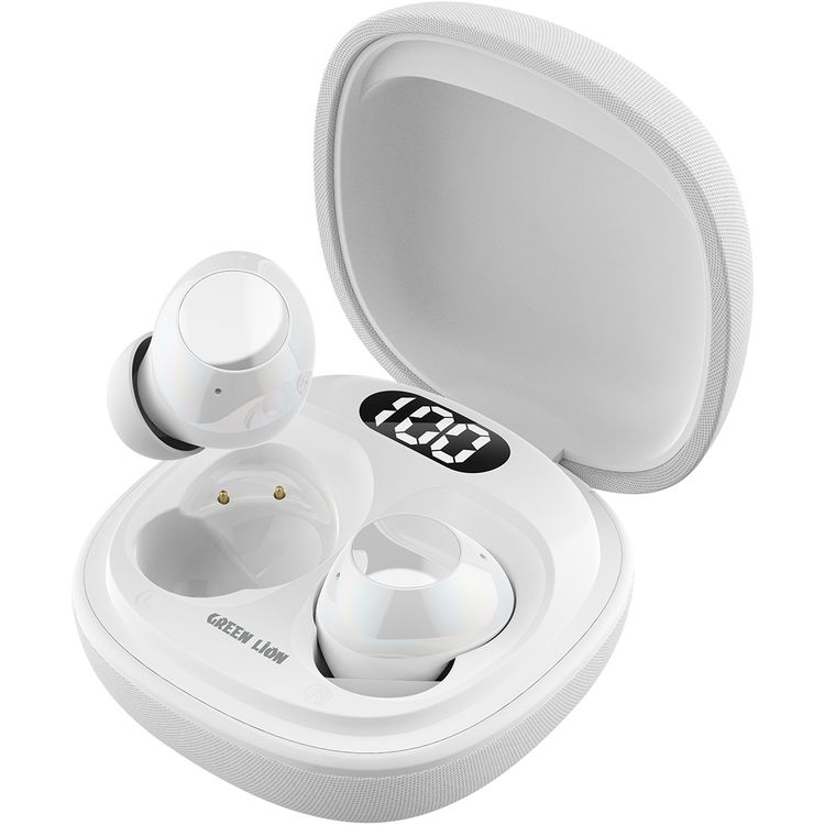 سماعات الأذن اللاسلكية الحقيقية جرين ليون مالبون مع تقنية ENC، وميكروفونات مزدوجة، ومنفذ شحن من نوع C، وإصدار بلوتوث 5.4. مدى بلوتوث 10 متر، بطارية علبة بسعة 300 مللي أمبير، وقت شحن ساعتين، ووقت استعداد 21 ساعة، عرض مستوى البطارية - أبيض