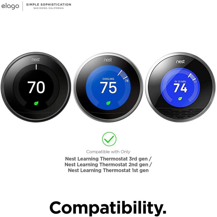 Elago Wall Plate Cover Suitable for Google Nest Thermostat Wall Plate Compatible with Nest Learning Thermostat 1st/2nd/3rd - Black
