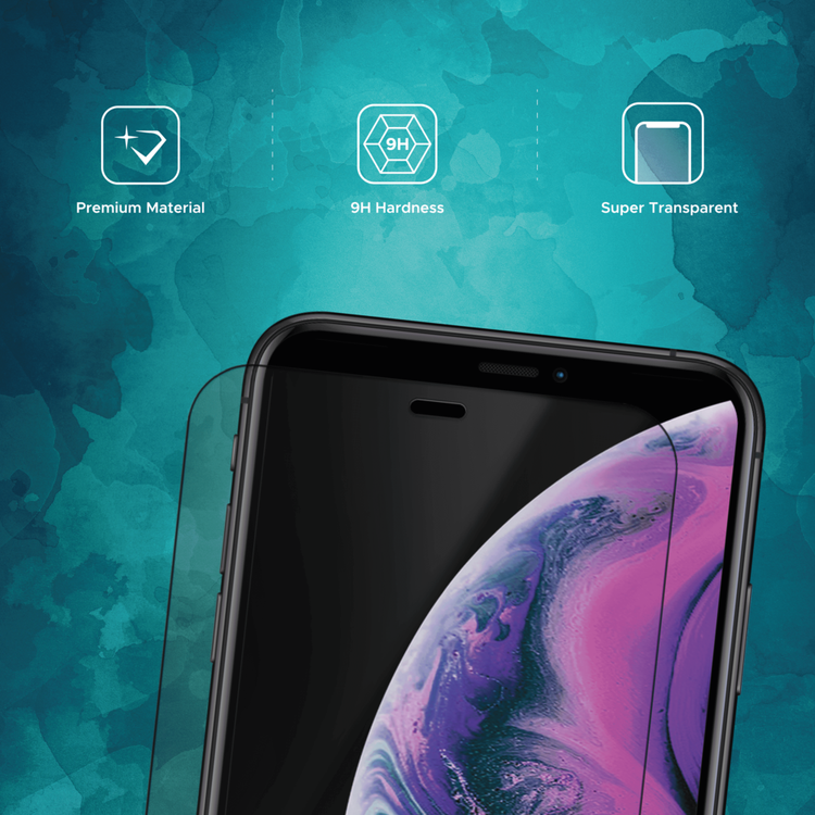 واقي شاشة مطفي من Liberty Guard بحواف مستديرة سوداء لهاتف iPhone 11 Pro Max، مضاد للصدمات والتأثيرات - شفاف