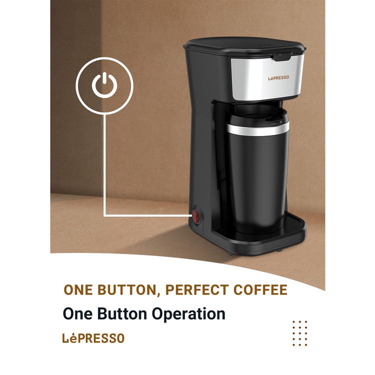 LePresso 450W Coffee Maker with Travelling Mug  - Black