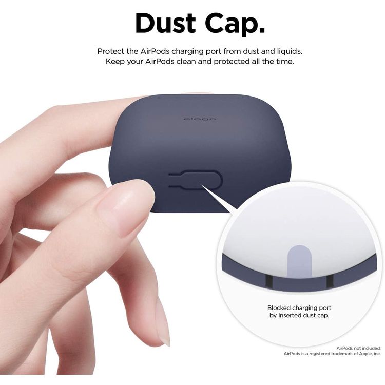 Elago Basic Skinny Case for Apple AirPods 1&2 Generation, Upgraded Premium Silicone, Front LED Visible, Dustproof Protective Cover, Compatibility With Wireless Chargers Jean Indigo