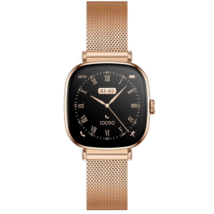 Green Lion Princess Smart Watch, Extra Strap Included, Find Watch, Blood Pressure,  Sleep Monitoring,  Music Control, Call & Social Notifications - Glossy Gold