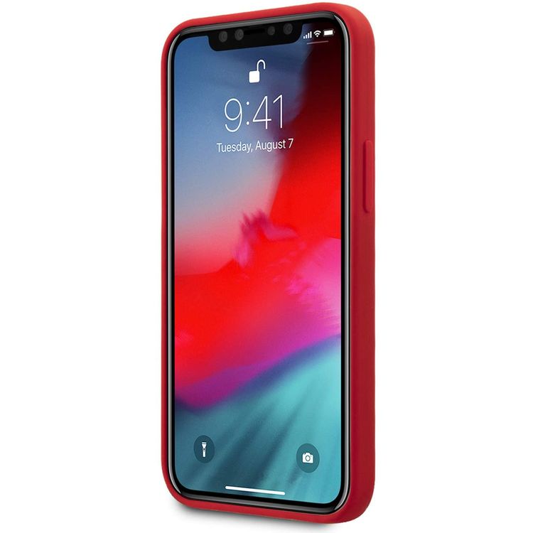 CG MOBILE Ferrari TPU On-Track Silicone Hard Case Metal Logo Compatible for iPhone 12 Pro Max (6.7") Shock & Scratches Resistant, Easy Access to All Ports (Cameras, Buttons & Speakers) Protective Back Cover Suitable with Wireless Chargers Officially Licensed - Red